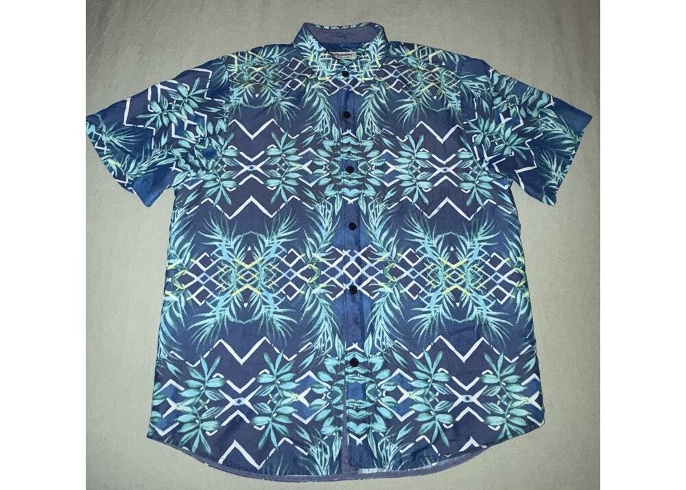 Tommy Bahama The Coconut Point Island Zone Camp Shirt Mens L Blue Tropical